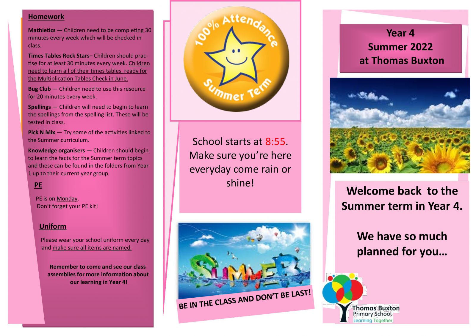 Year 4 Curriculum Newsletter - Summer 2022 - Thomas Buxton Primary School